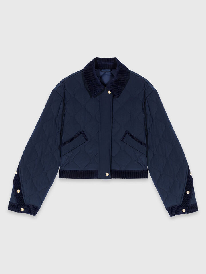 Blouson matelass&eacute; &agrave; d&eacute;tails velours