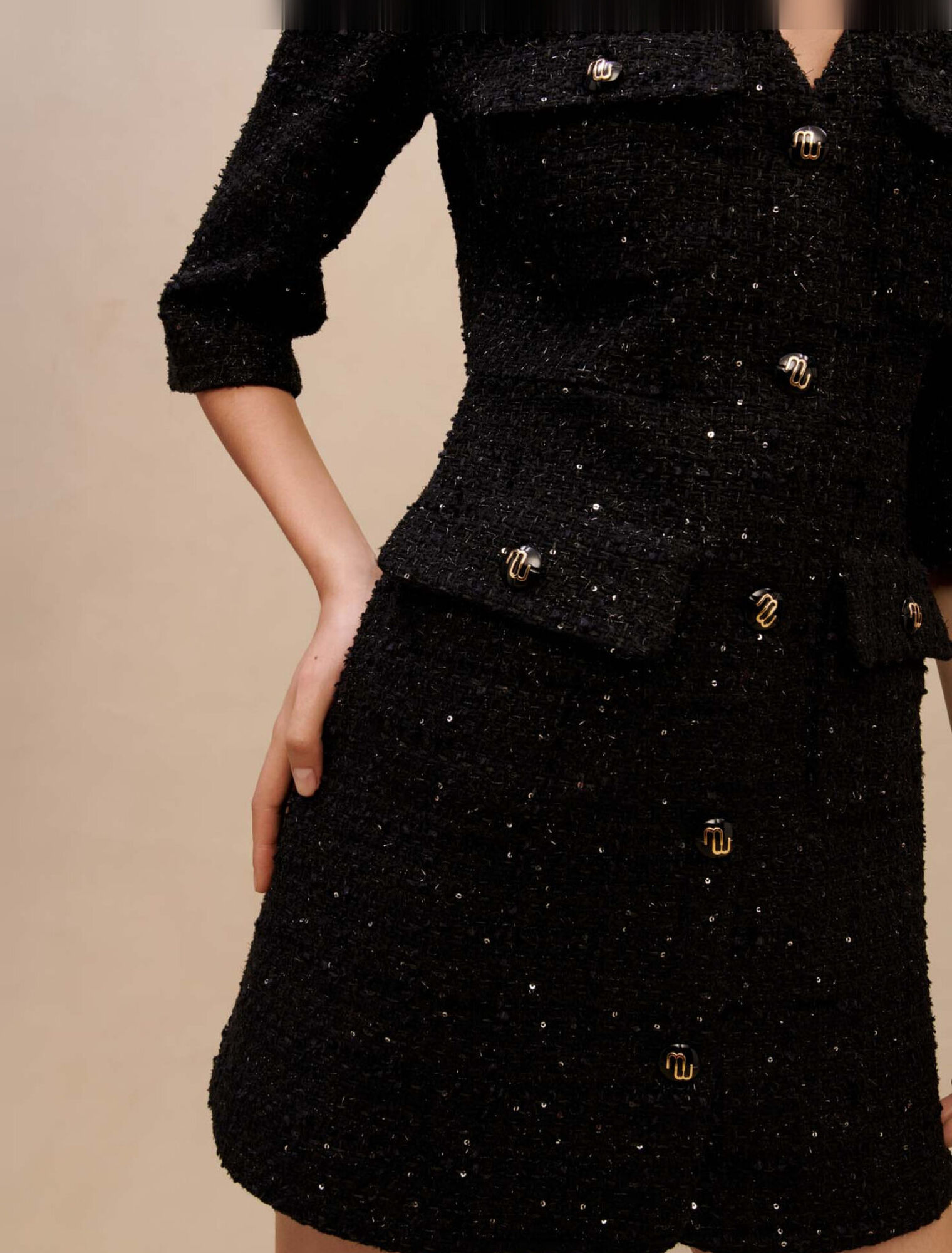 Robe courte structurée métalisée