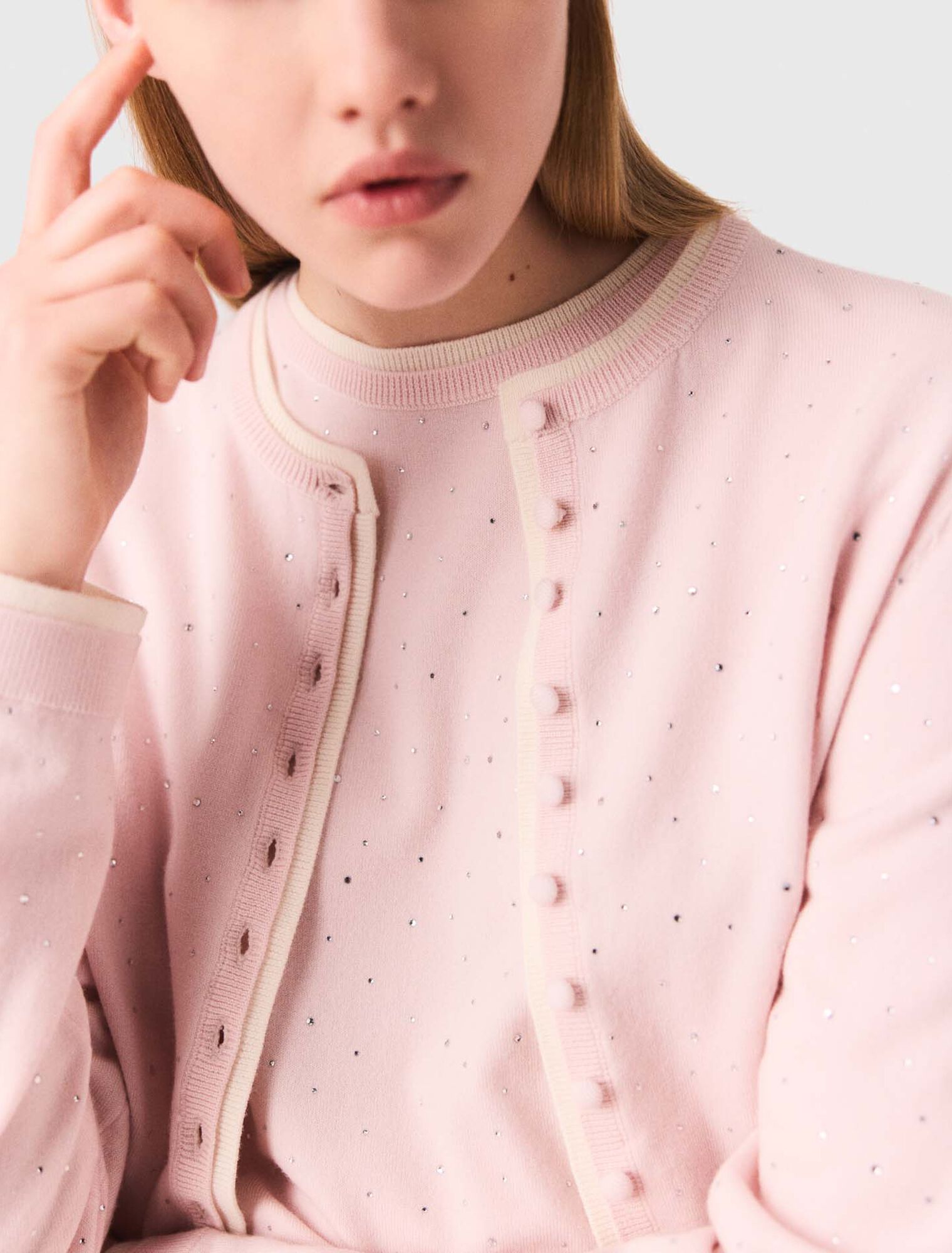 Cardigan 100% laine avec strass 