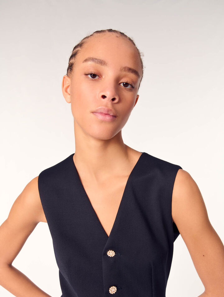 Robe trompe-l'œil en laine mélangée