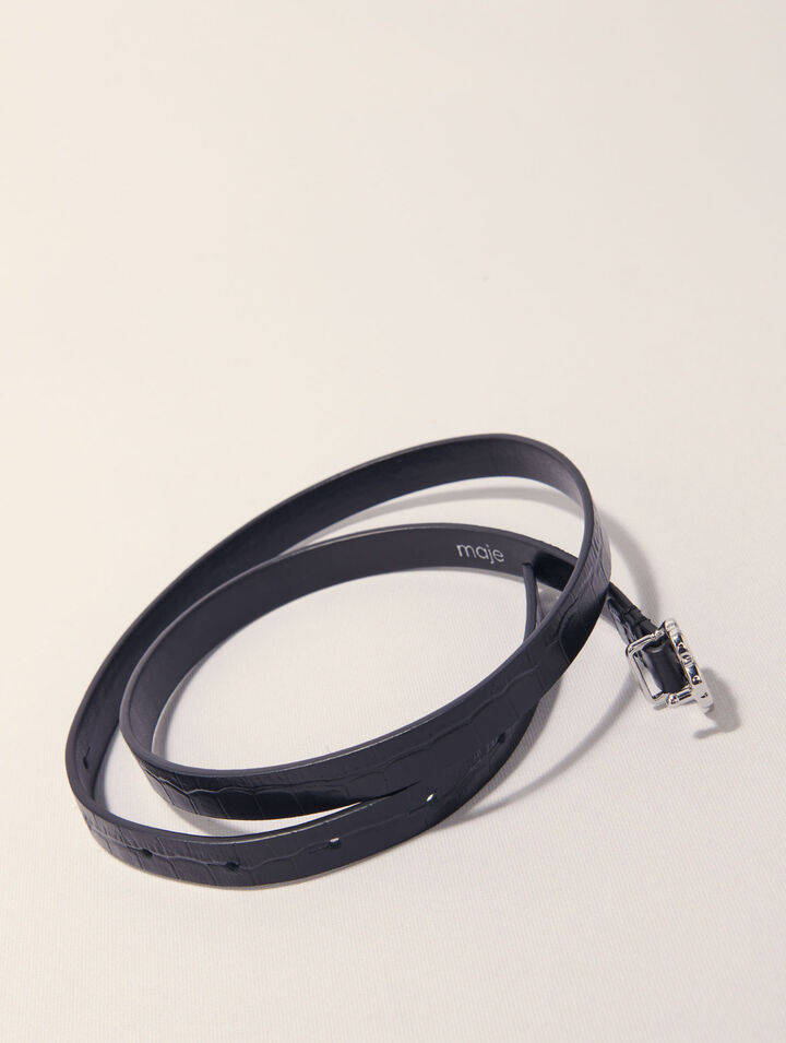 Ceinture fine Clover embossé croco