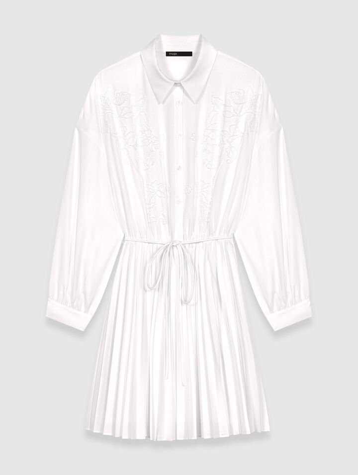 Robe Chemise Courte - Blanc - Maje