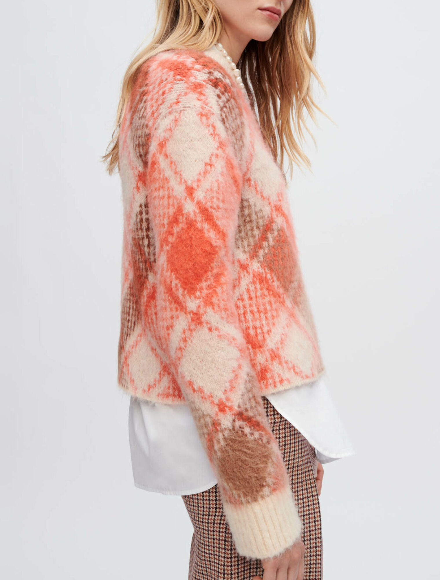 Pull fluffy en jacquard losanges