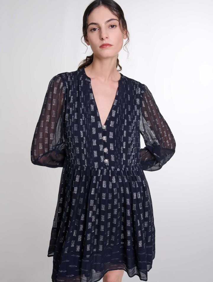 Robe courte plissée à imprimé fleurs