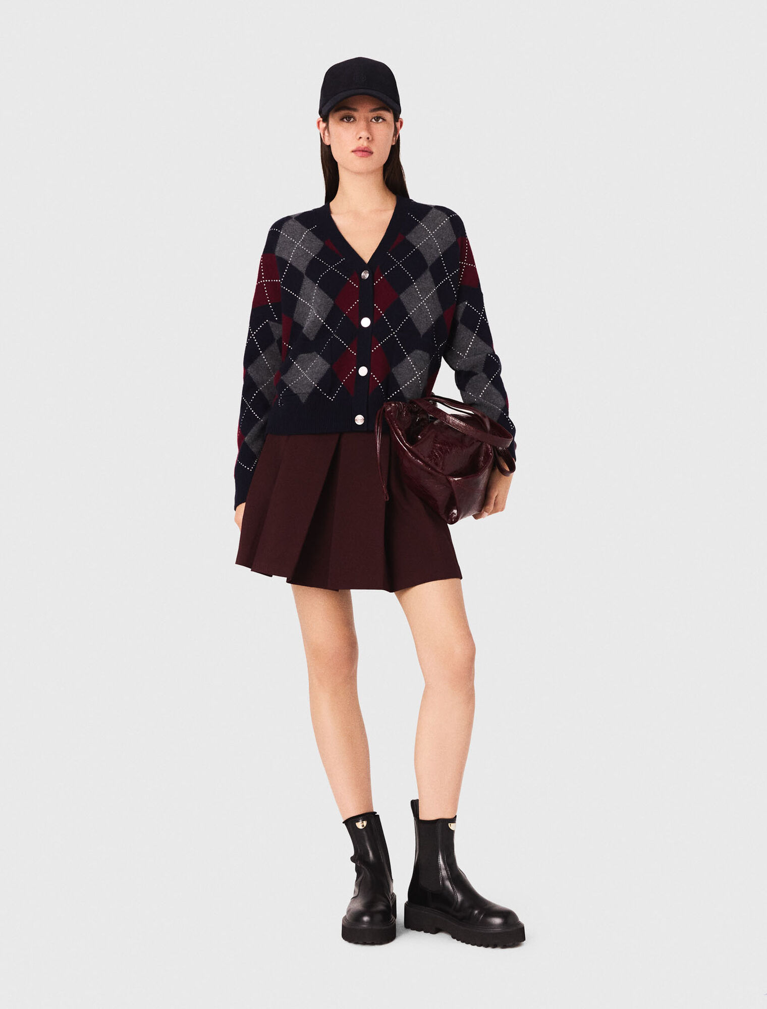 Cardigan court à motif argyle