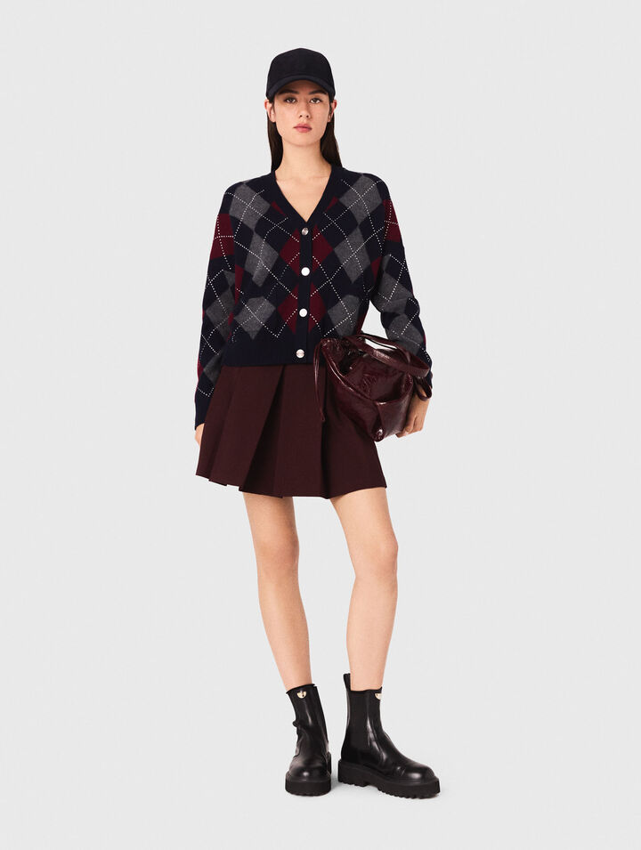 Cardigan court à motif argyle