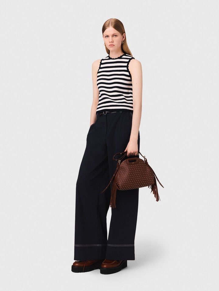 Pantalon en coton à ceinture cuir