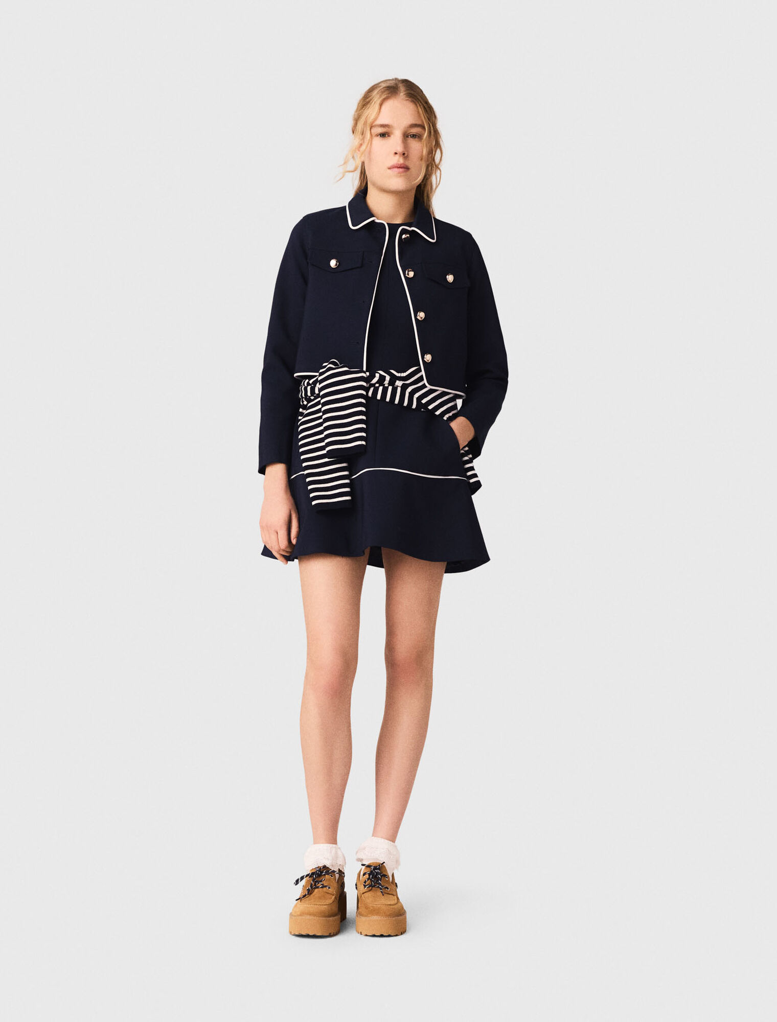 Veste courte &agrave; contours contrast&eacute;s