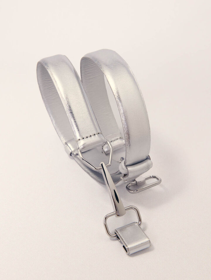 Ceinture en cuir métalisé
