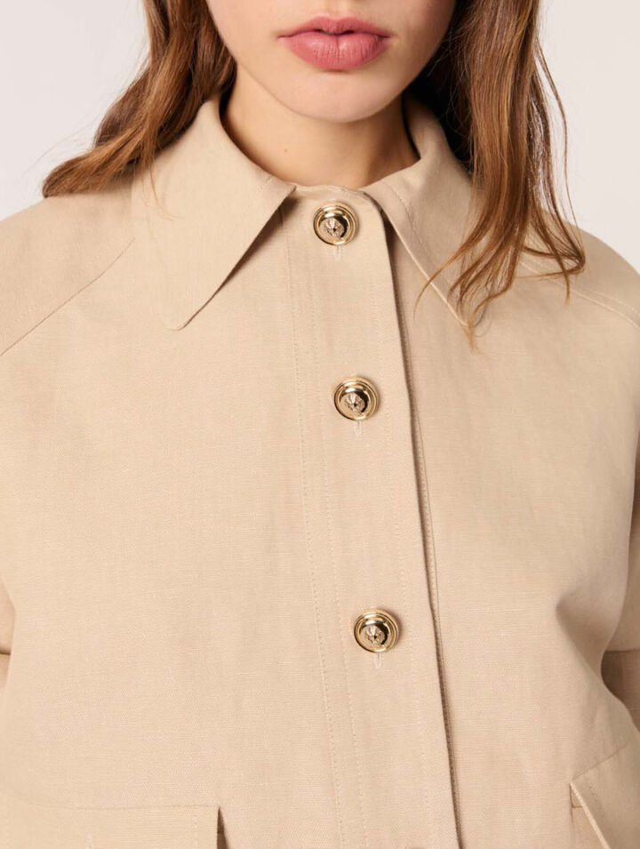 Blouson bomber en lin et coton