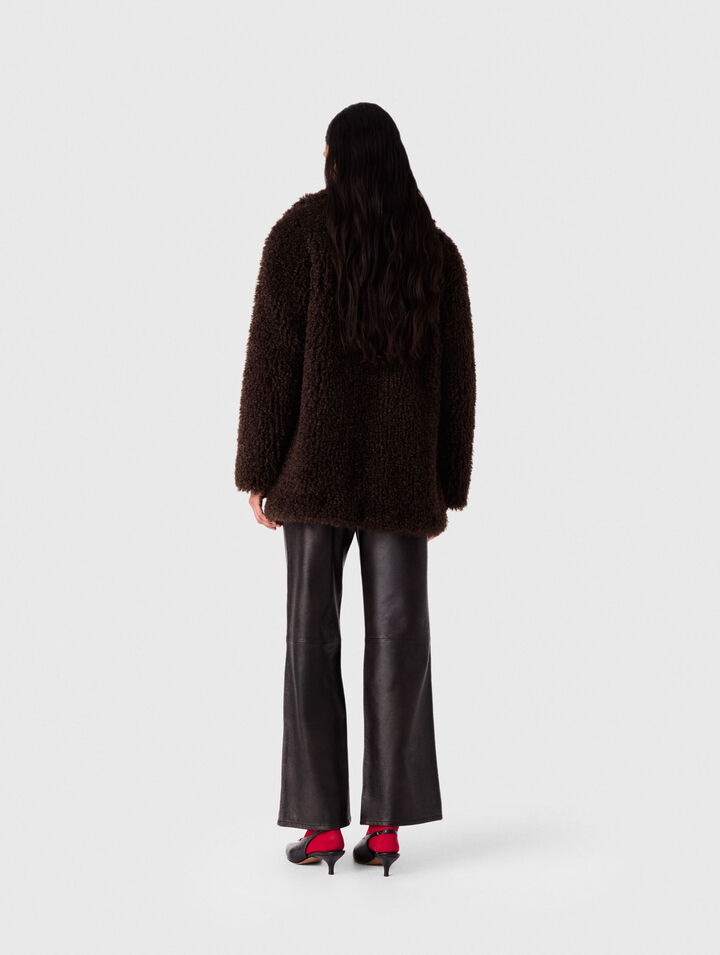 Manteau mi-long en fausse fourrure