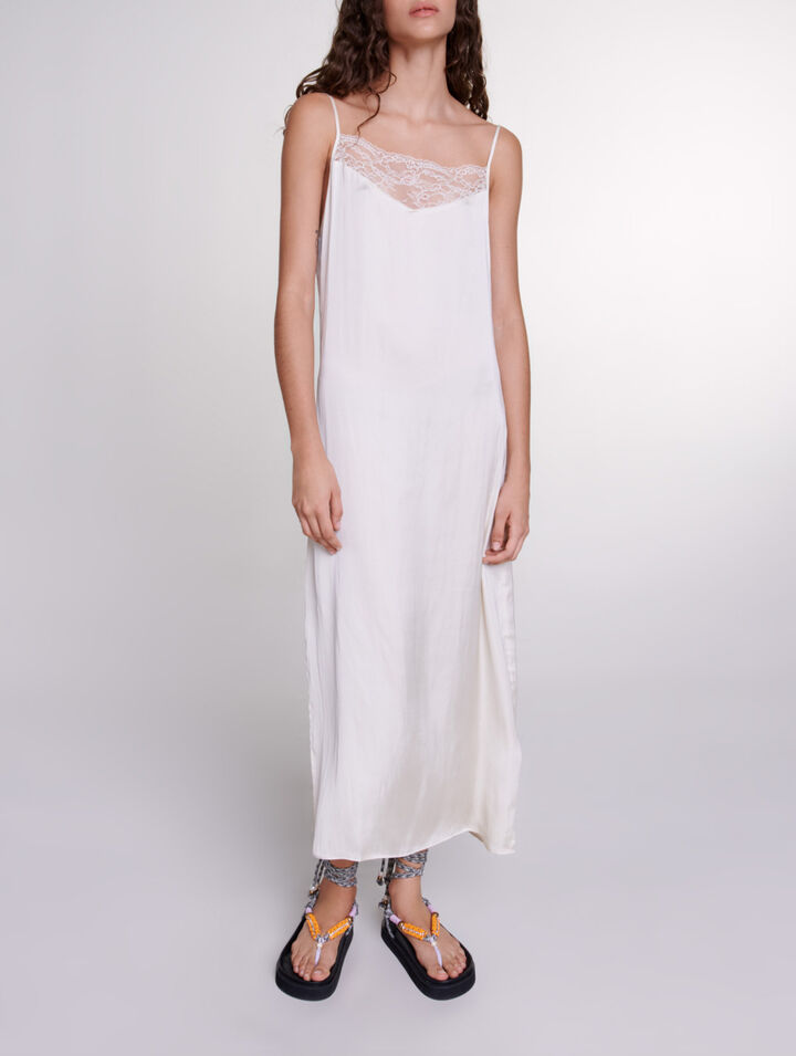 Robe longue satinée
