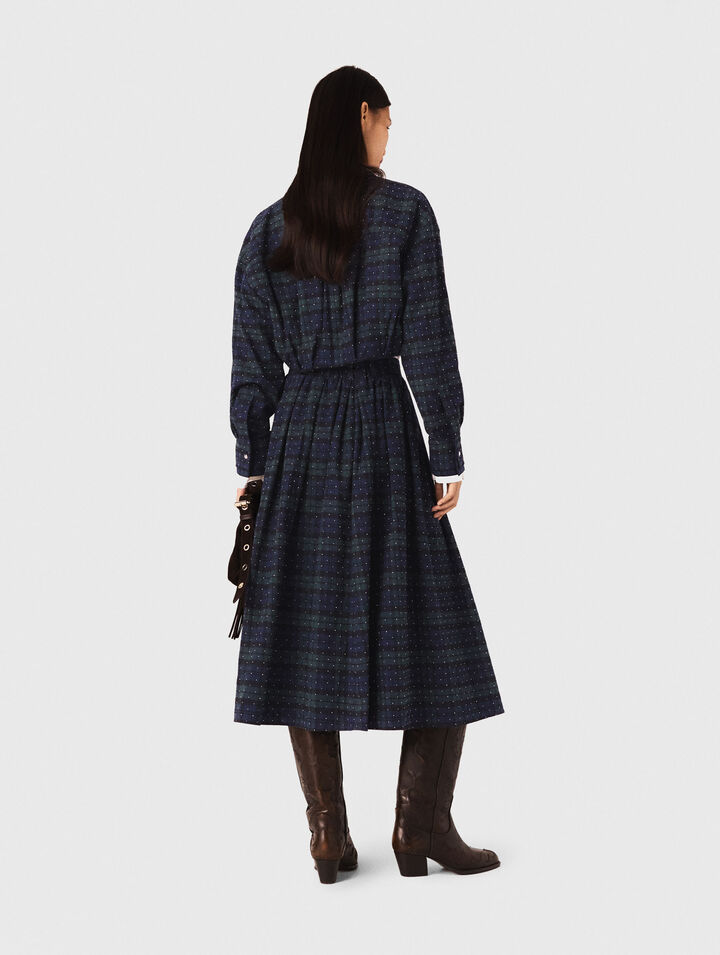 Chemise courte à carreaux strassée