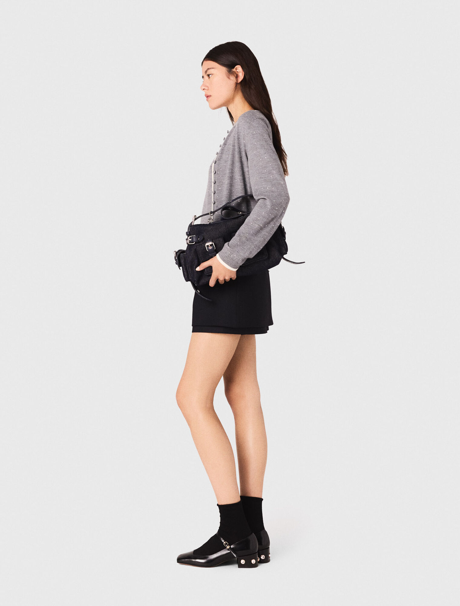 Cardigan 100% laine avec strass 