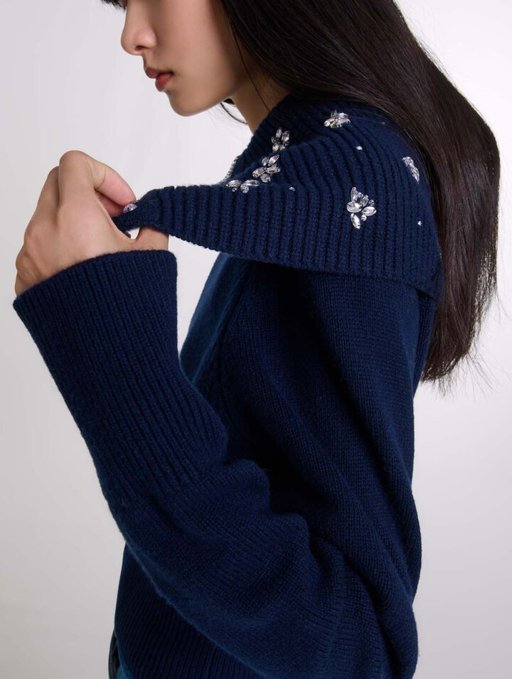 Cardigan col bijoux