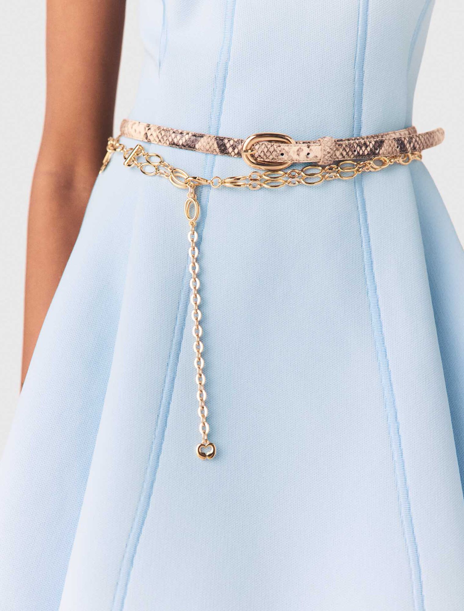 Ceinture fine en cuir effet python