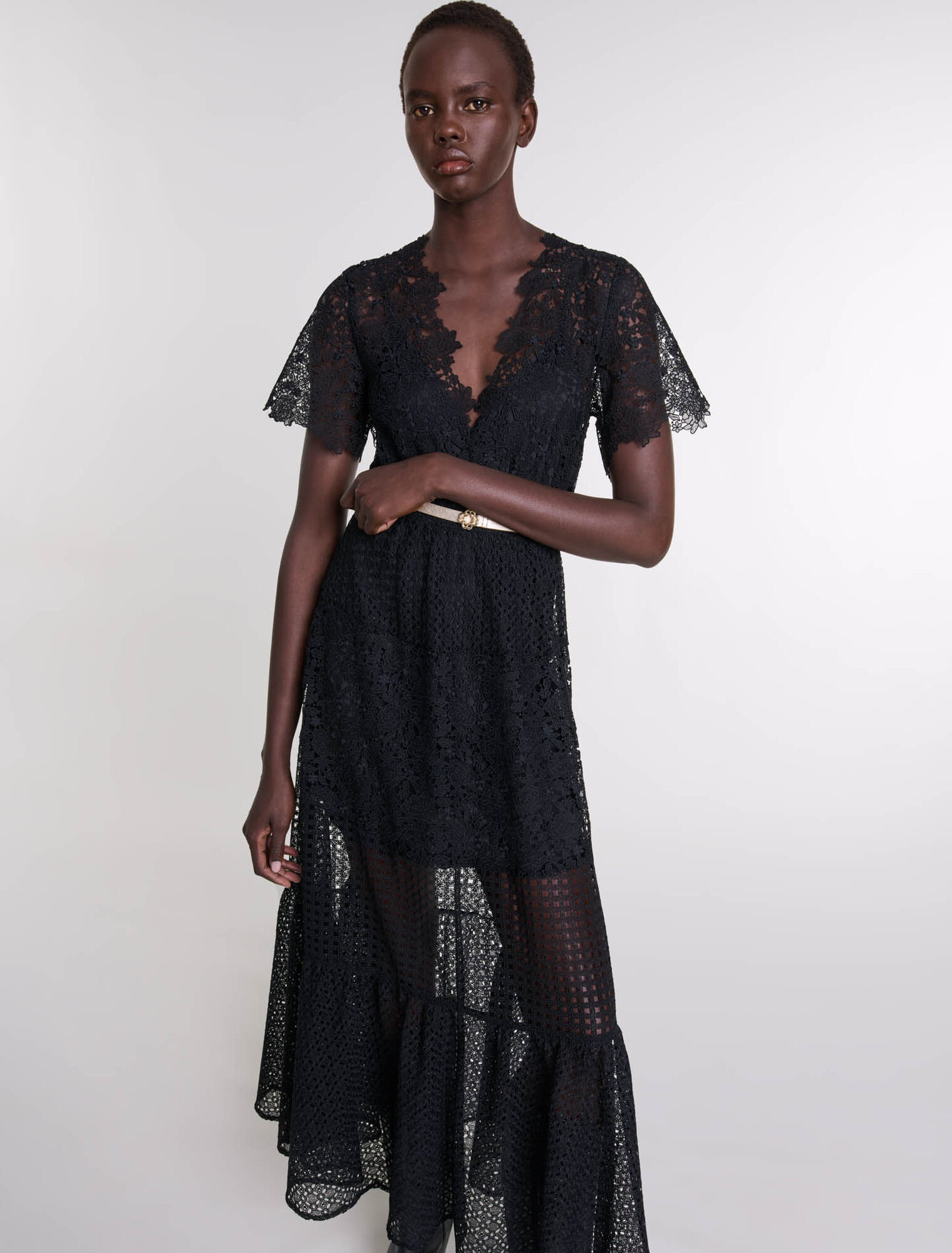 Robe longue en dentelle