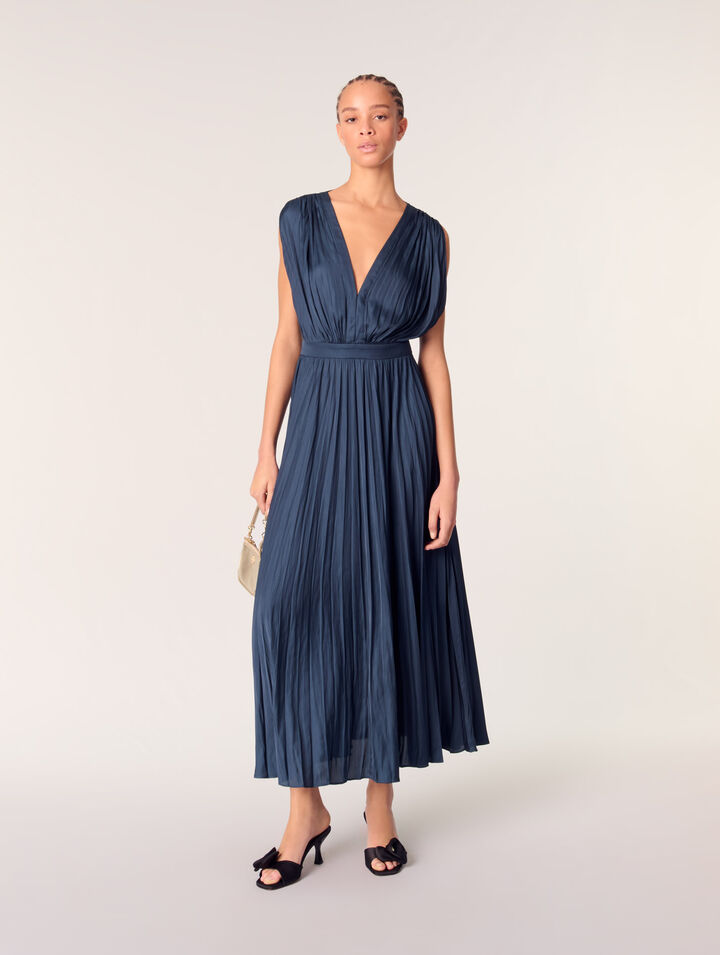 Robe longue plissée