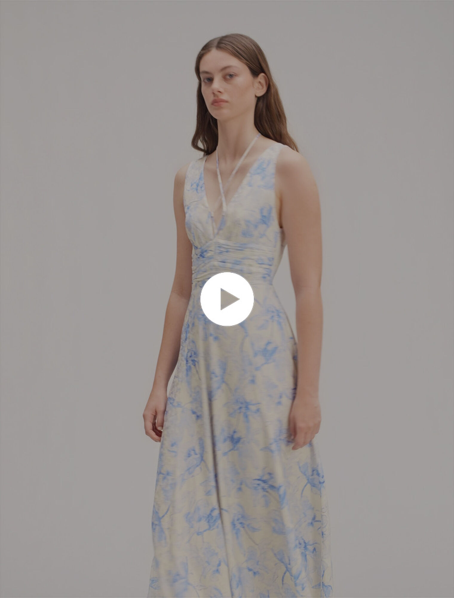 Robe longue imprimée et laçage