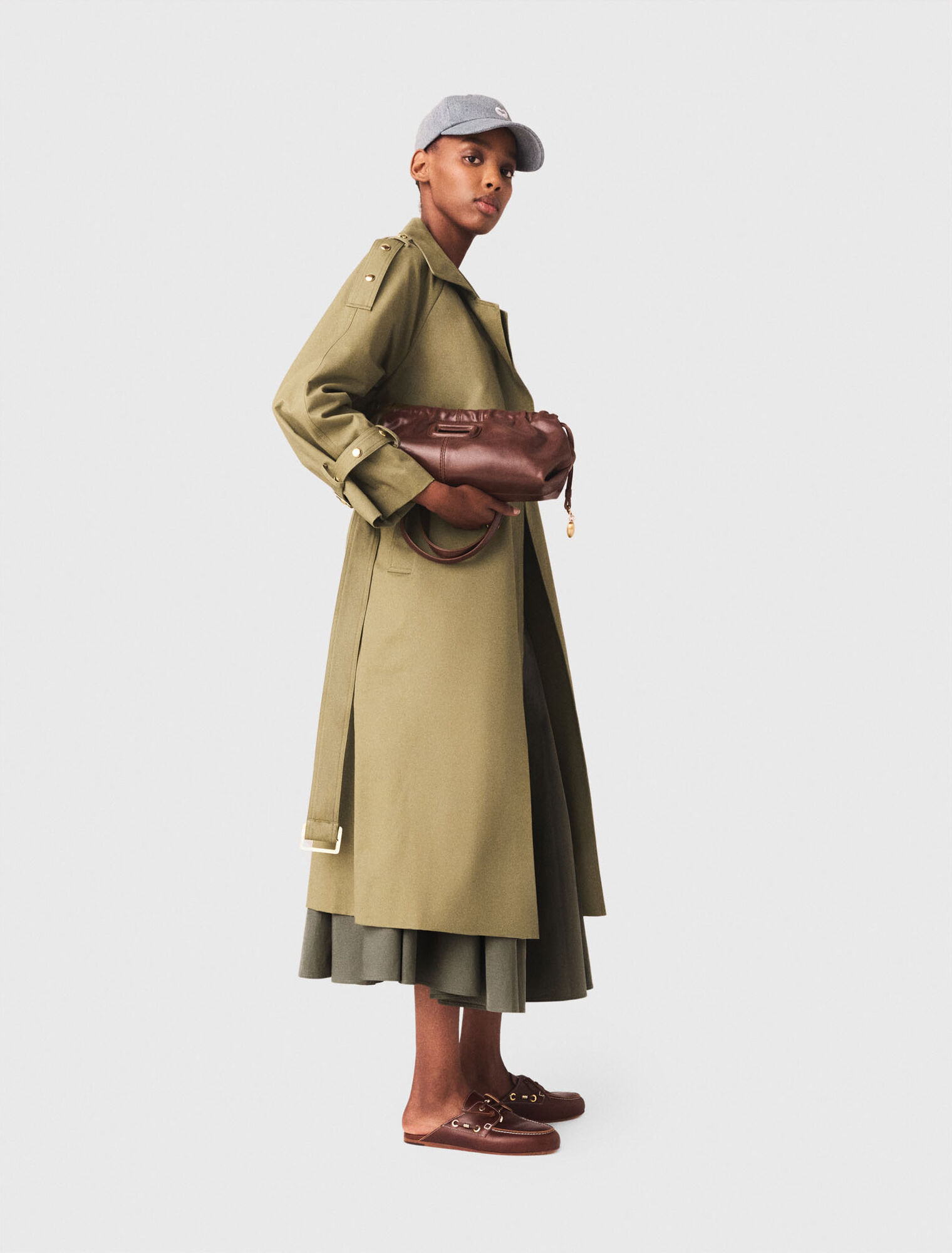 Trench &agrave; studs et col amovible