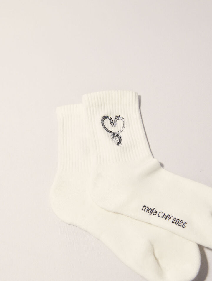 Chaussettes brodées à strass