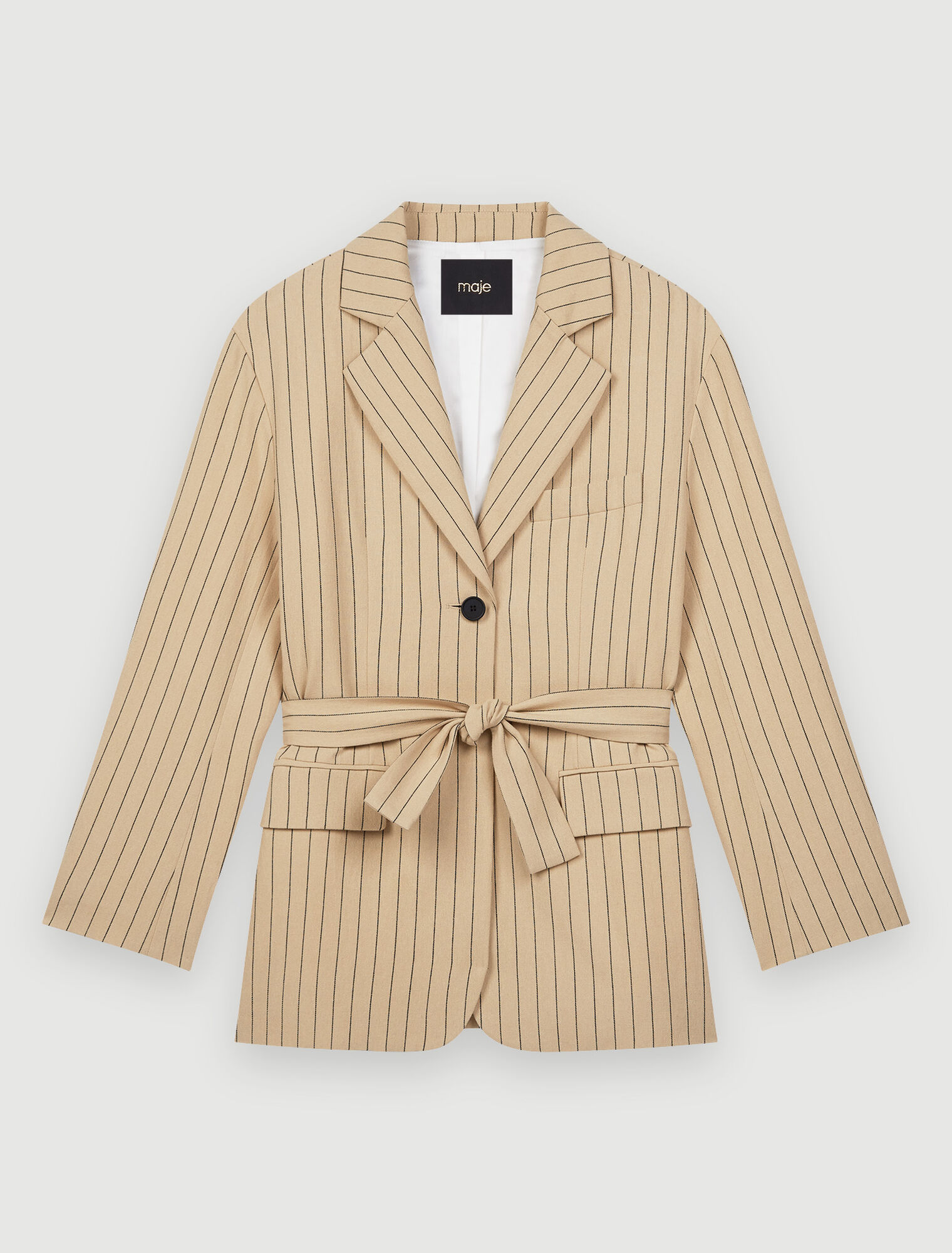 Veste à rayures ceinturée