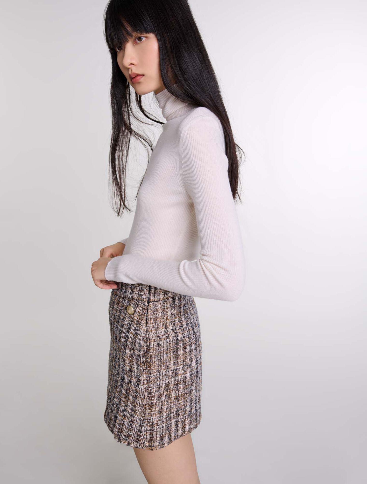 Short trompe l'œil en tweed