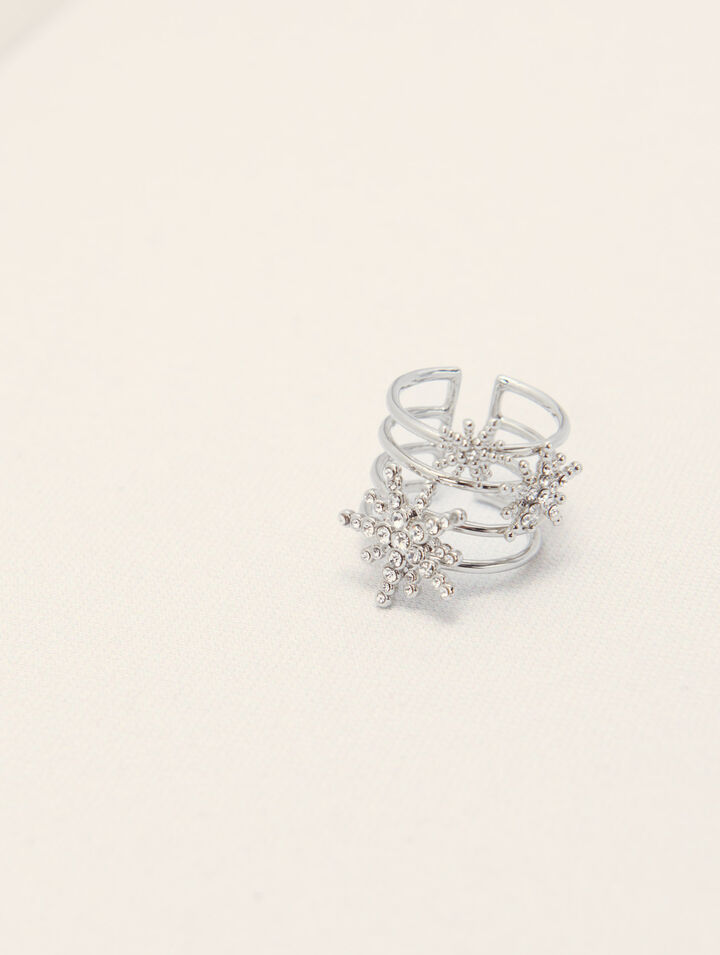 Bague anneaux à étoiles strassées