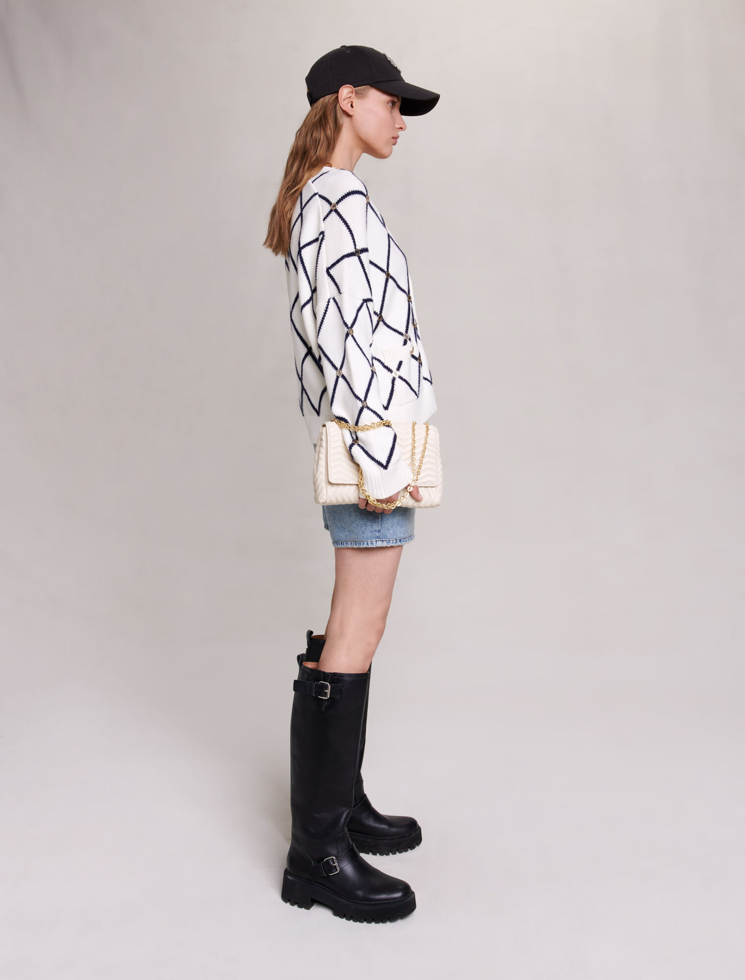 Cardigan en maille à motif losange