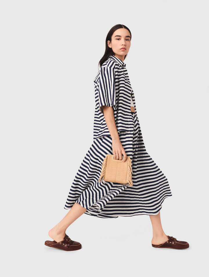 Jupe mi-longue en lin m&eacute;lang&eacute;