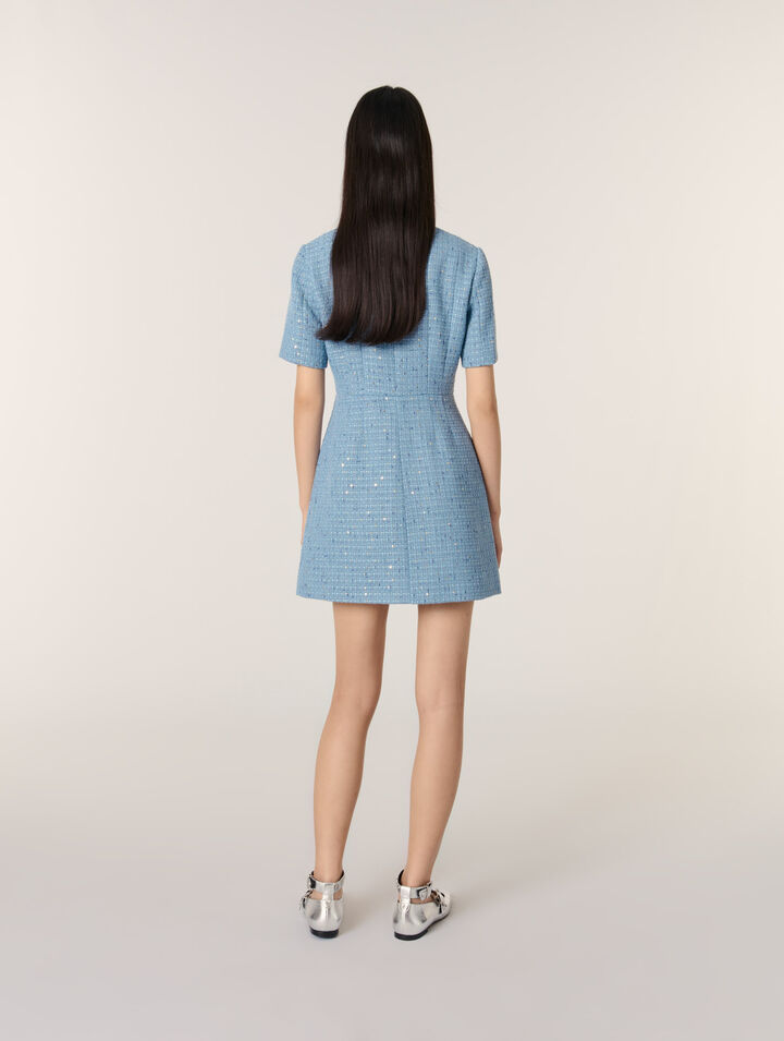 Robe courte en tweed à sequins