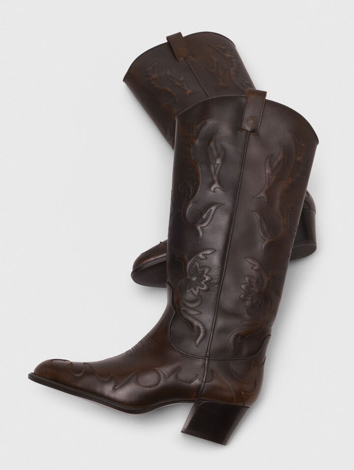 Bottes santiags en cuir