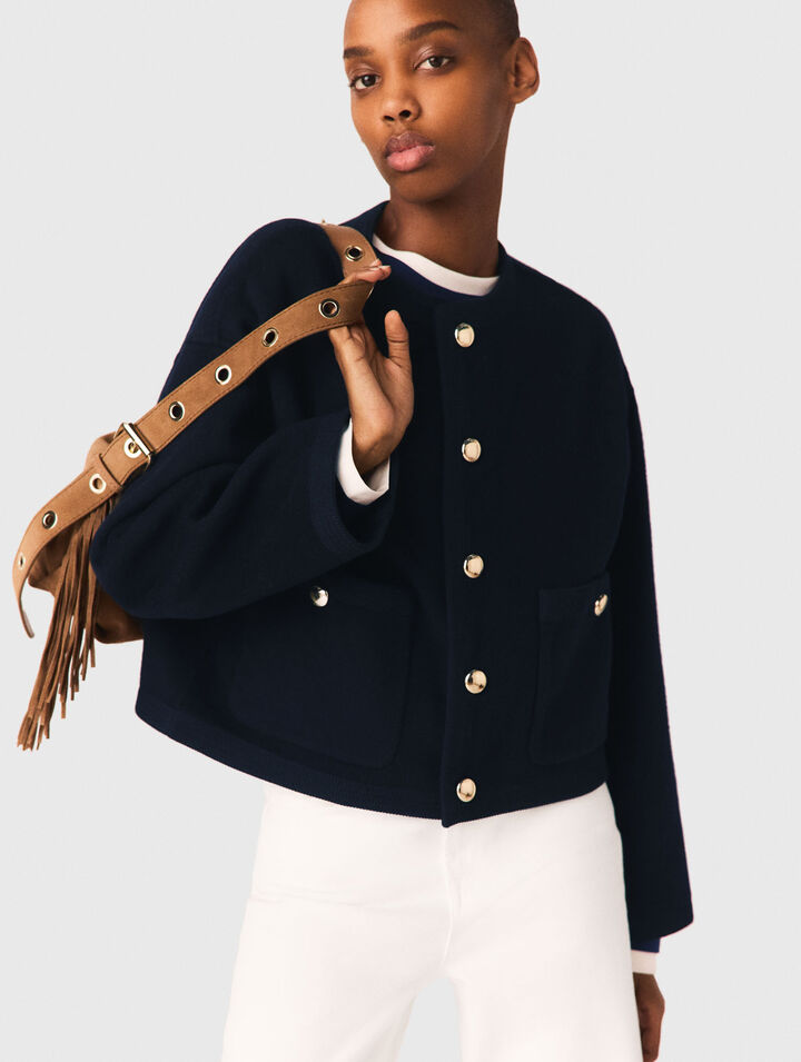 Veste double face et galons tress&eacute;s