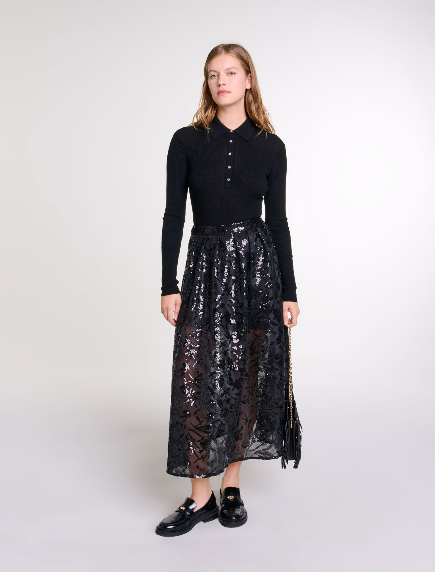 Jupe longue a sequins Jupes Shorts Maje