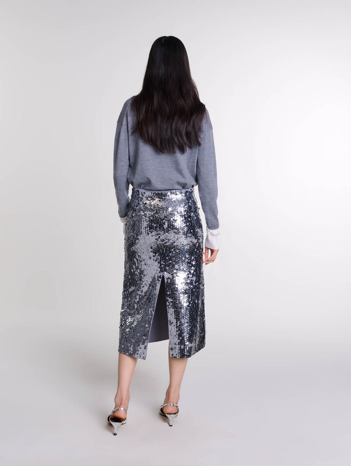Jupe en maille ornée de sequins