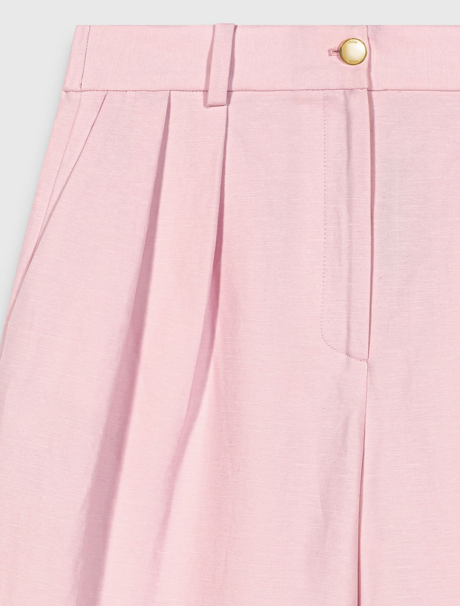 Bermudas &agrave; plis en lin m&eacute;lang&eacute;