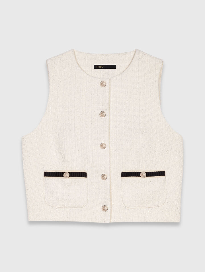 Top sans manches en tweed lurex