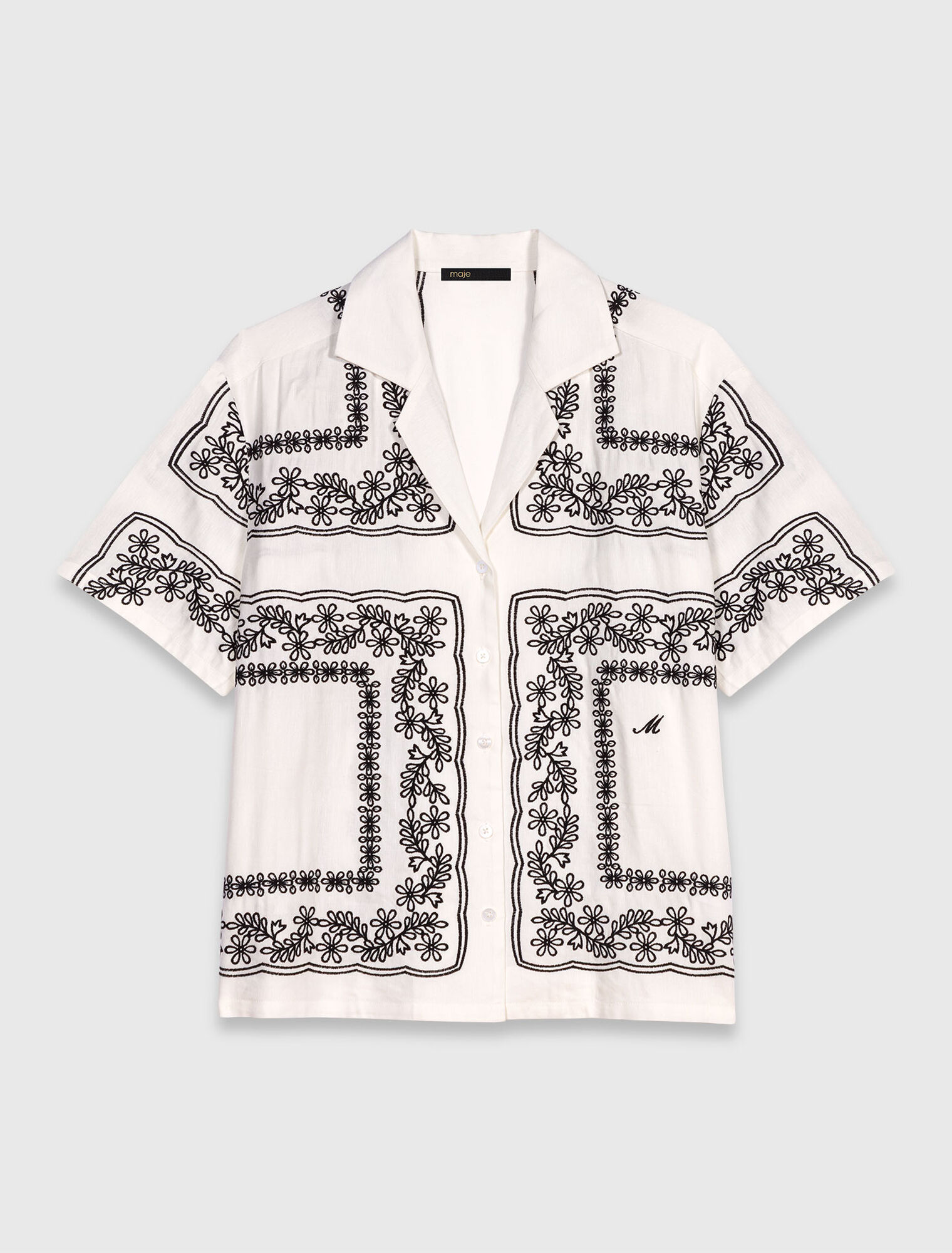 Chemise manches courtes brodée