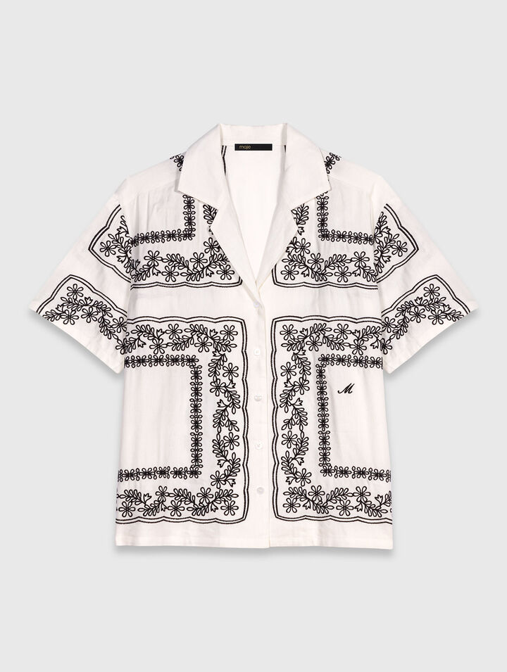 Chemise manches courtes brodée