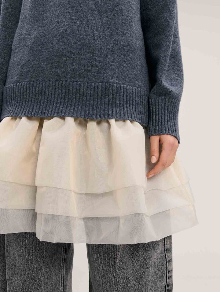 Robe bi-matière laine et organza