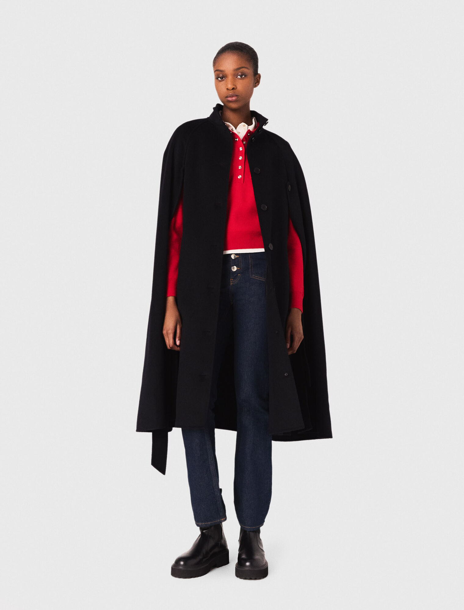 Manteau long double face avec cape