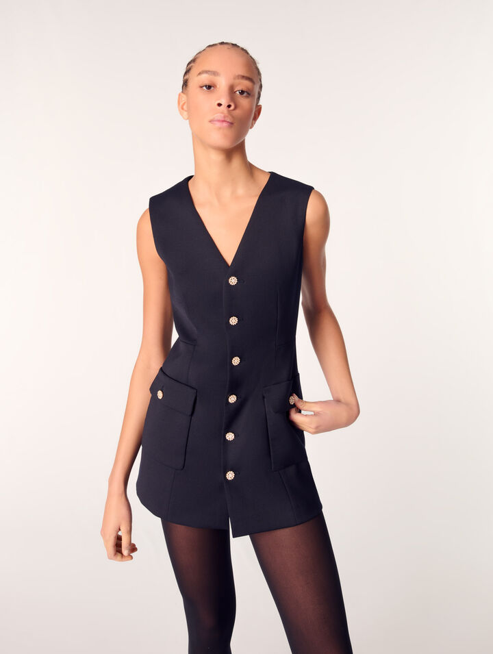 Robe trompe-l'œil en laine mélangée