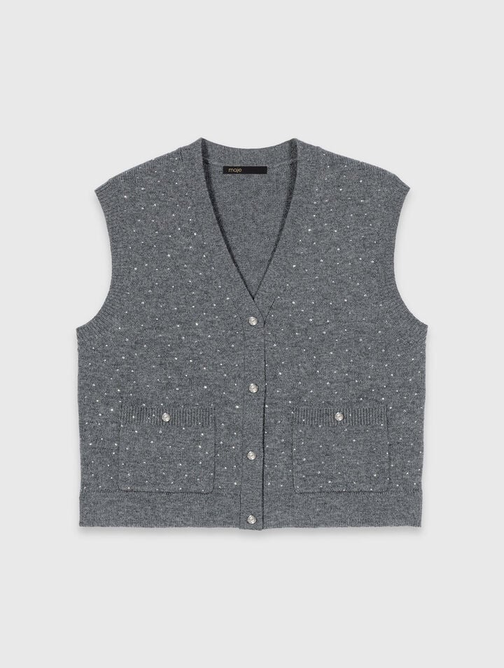 Top en maille &agrave; strass