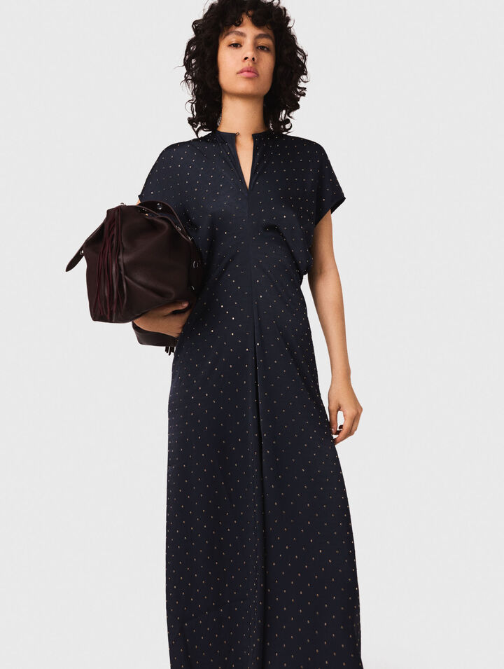 Robe maxi en satin et clous