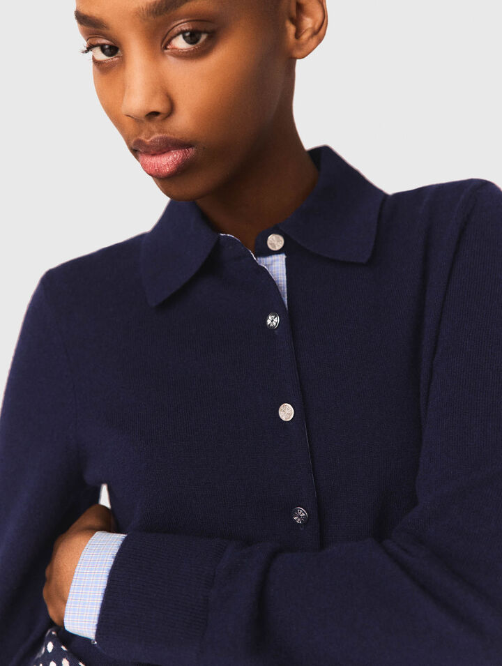 Cardigan polo &agrave; d&eacute;tails amovibles