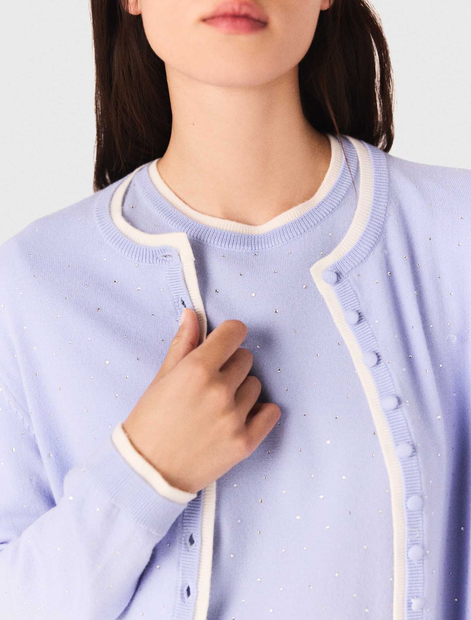 Cardigan 100% laine avec strass 