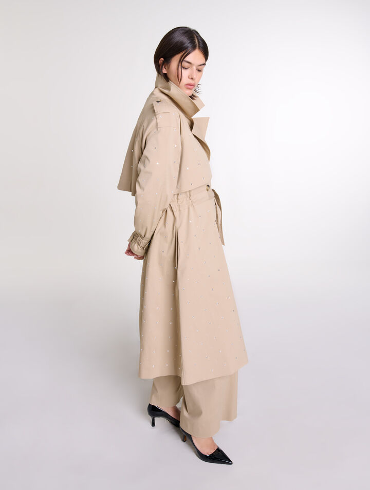 Trench clouté taille élastiquée