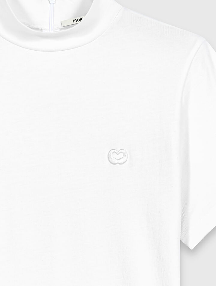 T-shirt ras de cou avec zip au dos