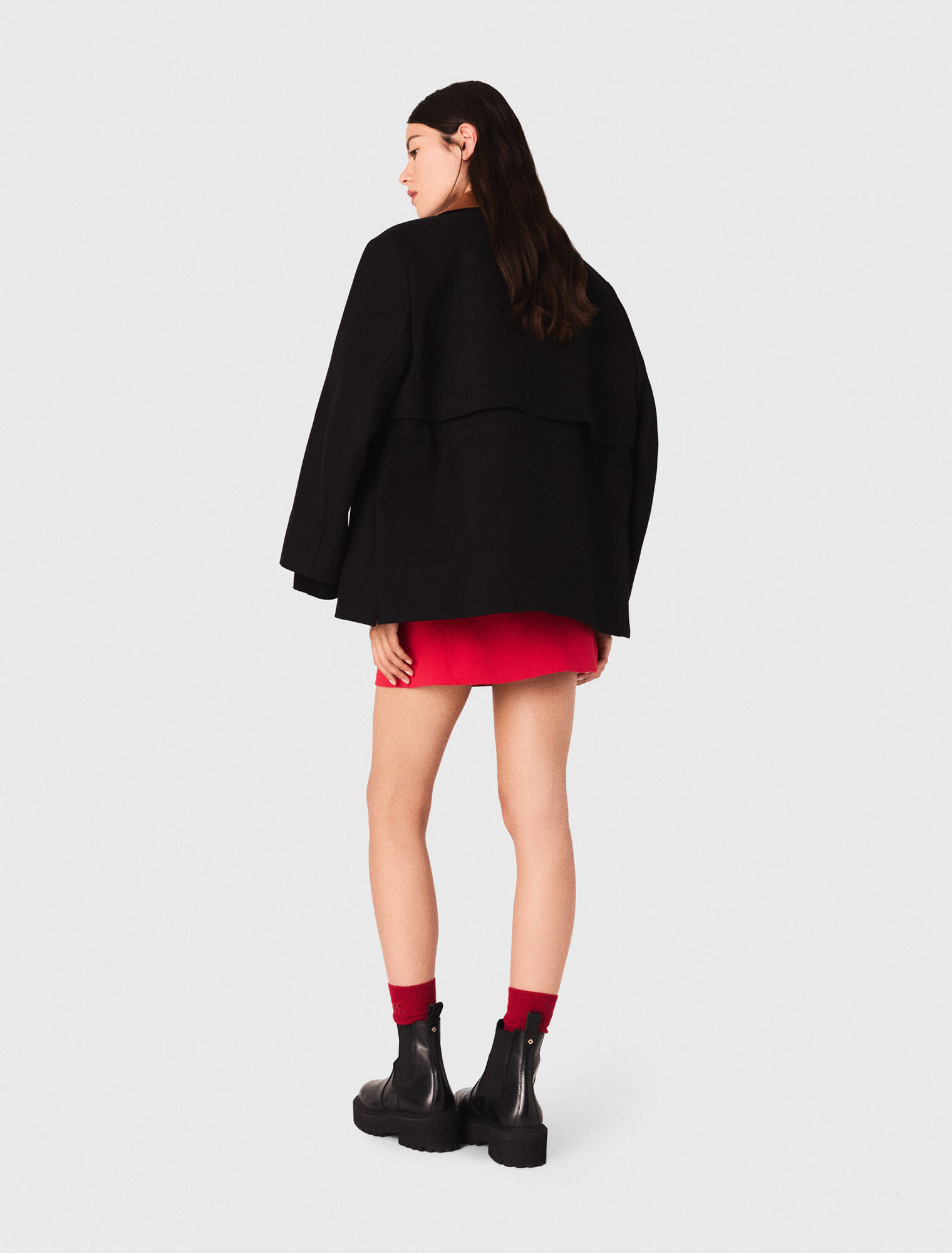 Parka avec col en cuir