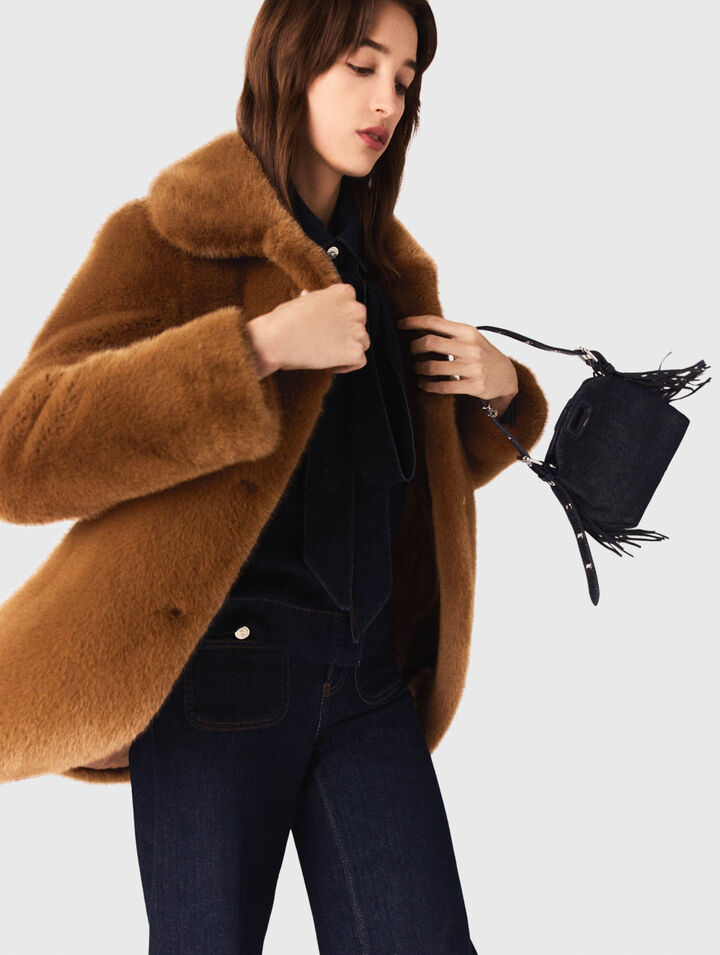 Manteau mi-long en fausse fourrure
